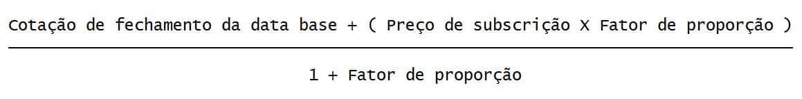 calculo ajuste cota ex direito subscricao